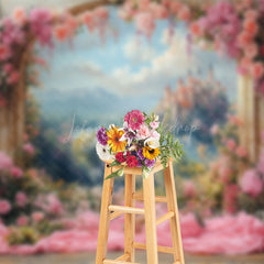 Lofaris Floral Painting Castle View Sweet Wedding Backdrop