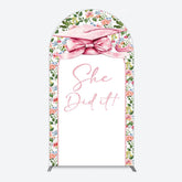 Lofaris Floral Pink Bachelor Cap She Did It Grad Arch Backdrop