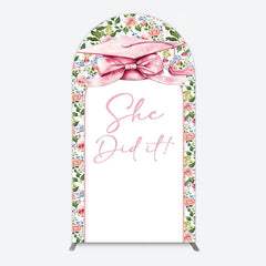 Lofaris Floral Pink Bachelor Cap She Did It Grad Arch Backdrop