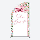 Lofaris Floral Pink Bachelor Cap She Did It Grad Half Moon Arch Backdrop