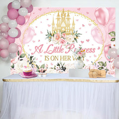 Lofaris Floral Pink Balloons Castle Baby Shower Backdrop