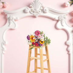 Lofaris Floral Pink Crown Molding Wall Wedding Photo Backdrop