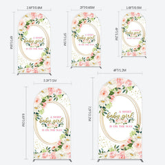 Lofaris Floral Pink Glitter Gold Baby Shower Arch Backdrop