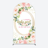 Lofaris Floral Pink Glitter Gold Baby Shower Arch Backdrop