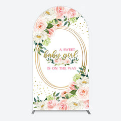 Lofaris Floral Pink Glitter Gold Baby Shower Arch Backdrop