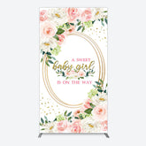 Lofaris Floral Pink Glitter Gold Baby Shower Rectangle Backdrop