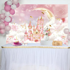 Lofaris Floral Pink Wonderland Night Castle Cloud Backdrop
