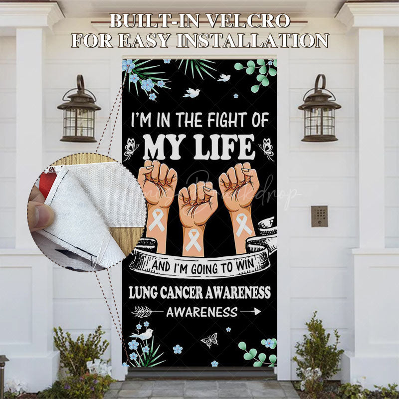 Lofaris Floral Plant Black Lung Cancer Awwareness Door Cover