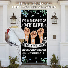 Lofaris Floral Plant Black Lung Cancer Awwareness Door Cover