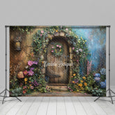 Lofaris Floral Plant Wreath Wood Retro Door Spring Backdrop