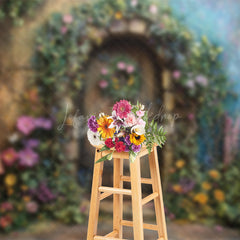 Lofaris Floral Plant Wreath Wood Retro Door Spring Backdrop