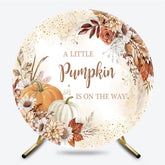 Lofaris Floral Pumpkin Autumn Round Baby Shower Backdrop