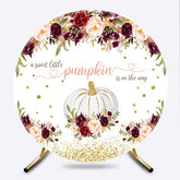 Lofaris Floral Pumpkin On The Way Baby Shower Round Backdrop