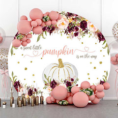 Lofaris Floral Pumpkin On The Way Baby Shower Round Backdrop