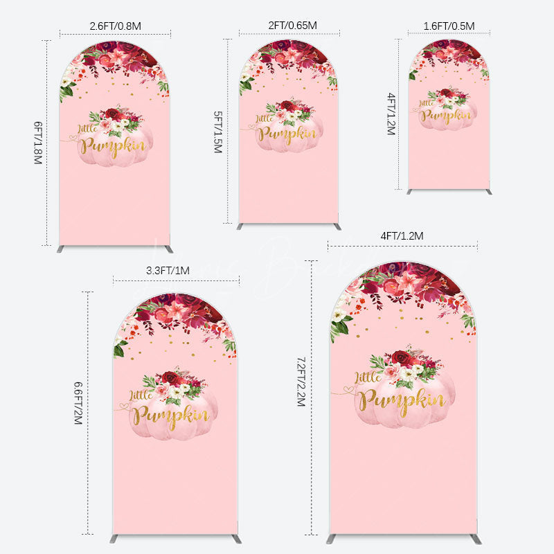 Lofaris Floral Pumpkin Sweet Pink Baby Shower Arch Backdrop