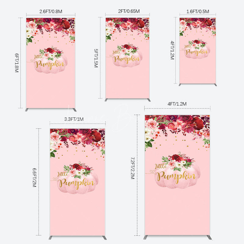 Lofaris Floral Pumpkin Sweet Pink Baby Shower Rectangle Backdrop