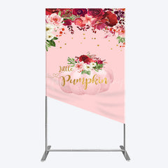 Lofaris Floral Pumpkin Sweet Pink Baby Shower Rectangle Backdrop