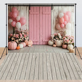 Lofaris Floral Pumpkin Wooden Stripes Combo Set Backdrop