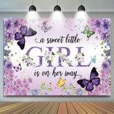 Lofaris Floral Purple Butterfly Girl Baby Shower Backdrop