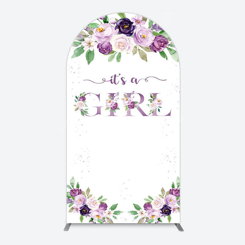 Lofaris Floral Purple Series Girl Baby Shower Arch Backdrop