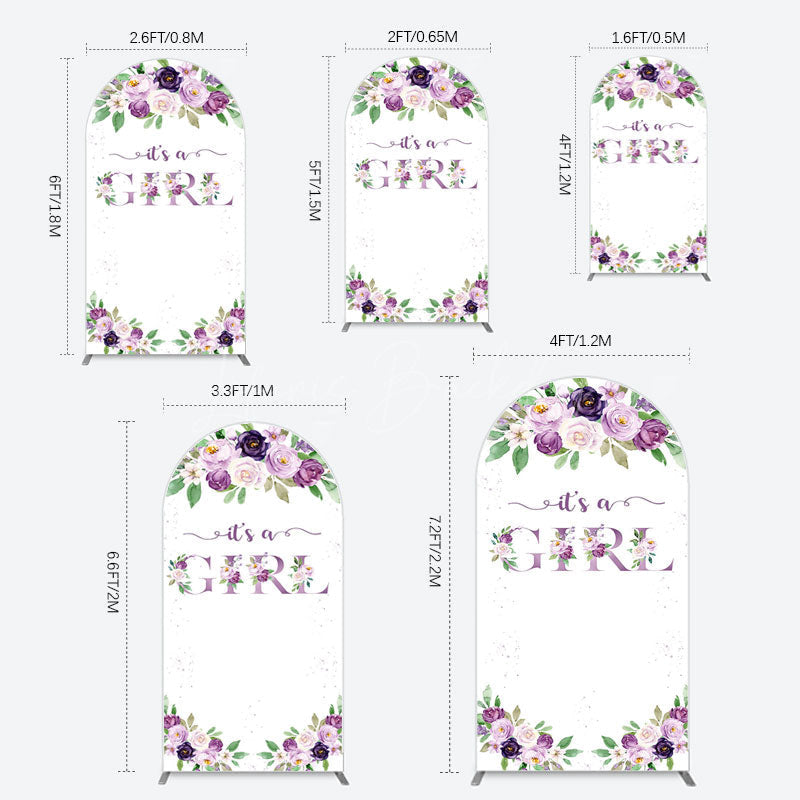 Lofaris Floral Purple Series Girl Baby Shower Arch Backdrop