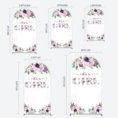 Lofaris Floral Purple Series Girl Baby Shower Arch Backdrop