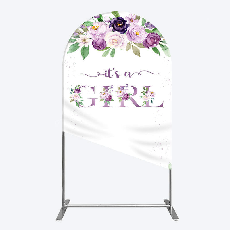 Lofaris Floral Purple Series Girl Baby Shower Arch Backdrop