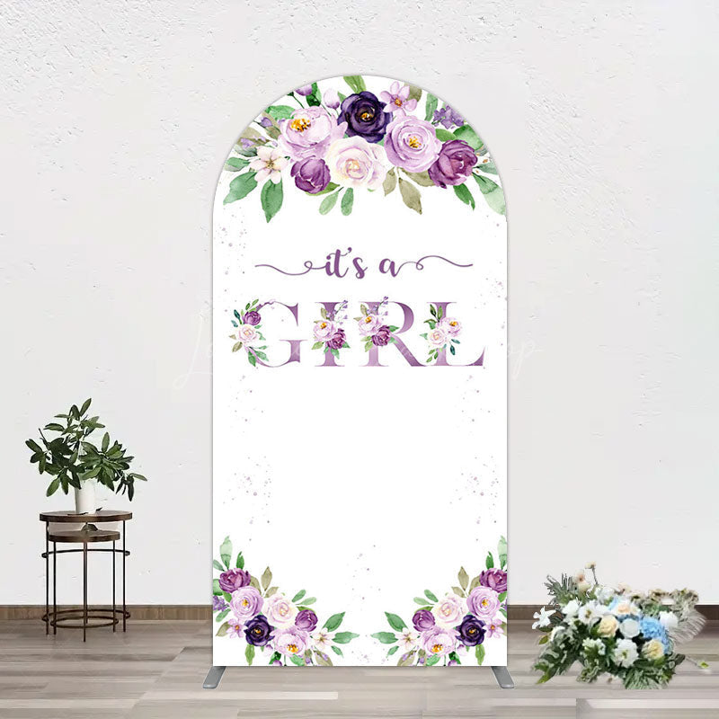 Lofaris Floral Purple Series Girl Baby Shower Arch Backdrop