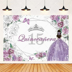 Lofaris Floral Quinceanera 15th Birthday Backdrop Elegant Princess Decor with Blossoms Pink Gold Photo Wall for Sweet Fifteen Party