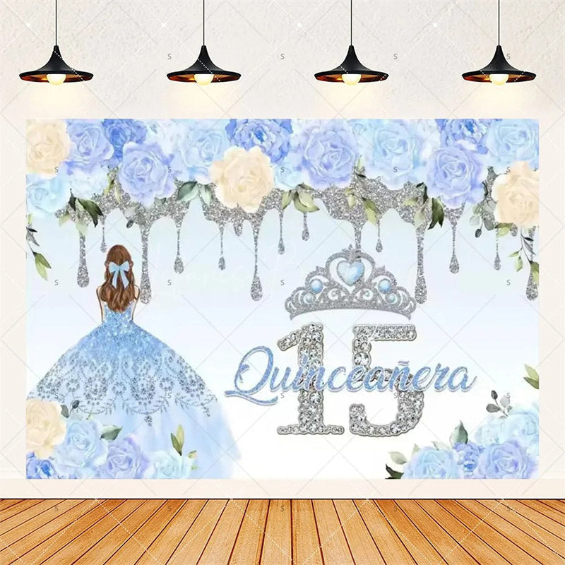 Lofaris Floral Quinceanera 15th Birthday Backdrop Elegant Princess Decor with Blossoms Pink Gold Photo Wall for Sweet Fifteen Party