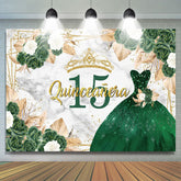 Lofaris Floral Quinceanera Green Sweet 15 Dress Backdrop