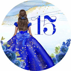 Lofaris Floral Quinceanera Round Backdrop Elegant 15th Birthday Party Decor for Girls Pink Photo Circle Sweet Fifteen