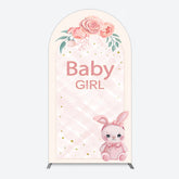 Lofaris Floral Rabbit Baby Girl Gender Reveal Arch Backdrop