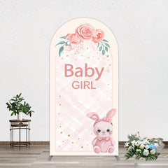 Lofaris Floral Rabbit Baby Girl Gender Reveal Arch Backdrop