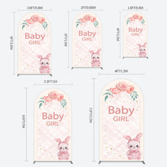 Lofaris Floral Rabbit Baby Girl Gender Reveal Arch Backdrop