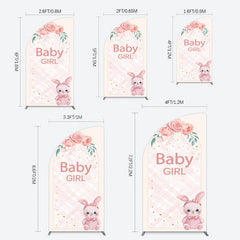 Lofaris Floral Rabbit Baby Girl Gender Reveal Half Moon Arch Backdrop