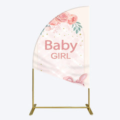 Lofaris Floral Rabbit Baby Girl Gender Reveal Half Moon Arch Backdrop