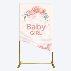 Lofaris Floral Rabbit Baby Girl Gender Reveal Rectangle Backdrop
