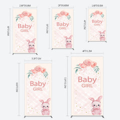 Lofaris Floral Rabbit Baby Girl Gender Reveal Rectangle Backdrop
