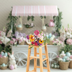 Lofaris Floral Rabbit Eggs With Trolley Easter Backdrop