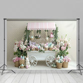 Lofaris Floral Rabbit Eggs With Trolley Easter Backdrop