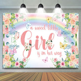Lofaris Floral Rainbow Butterfly Girl Baby Shower Backdrop