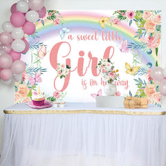 Lofaris Floral Rainbow Butterfly Girl Baby Shower Backdrop