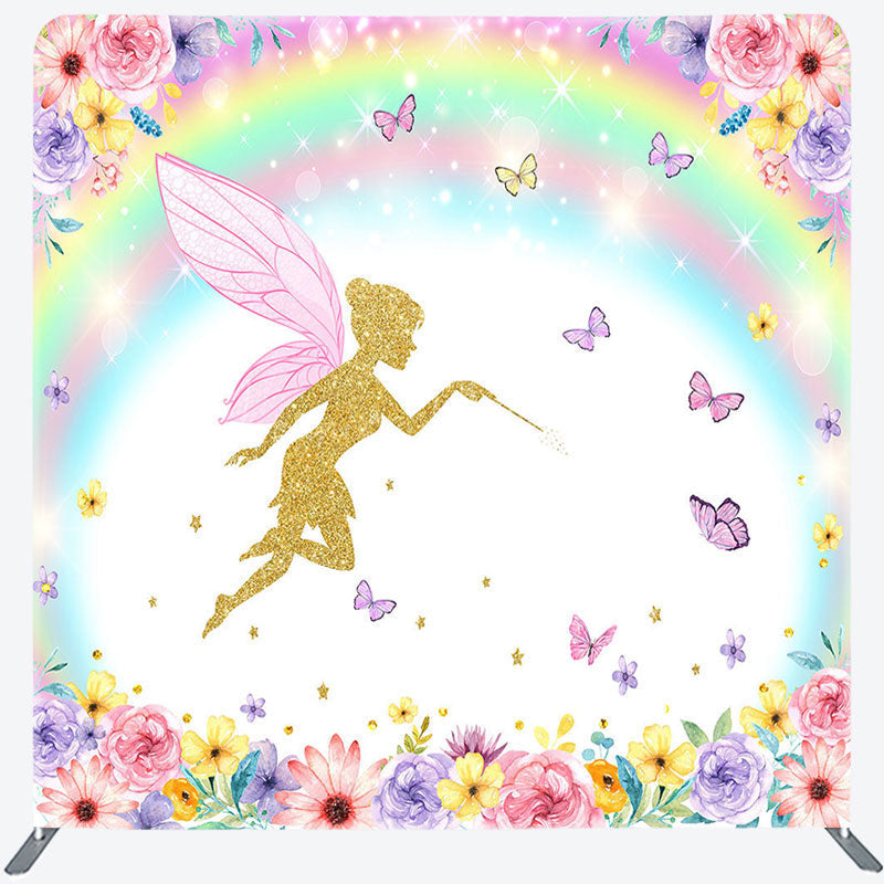 Lofaris Floral Rainbow Fairy Land Square Tension Backdrop