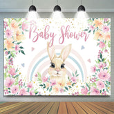 Lofaris Floral Rainbow Hearts Bunny Baby Shower Backdrop