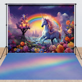 Lofaris Floral Rainbow Unicorn Paradise Combo Set Backdrop