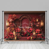 Lofaris Floral Red Chinese Style Sweet Wedding Photo Backdrop