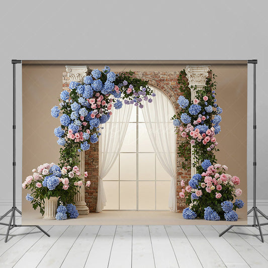Lofaris Floral Retro Bricks Door Curtain Wedding Backdrop