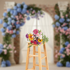 Lofaris Floral Retro Bricks Door Curtain Wedding Backdrop