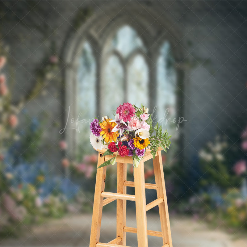 Lofaris Floral Retro Wall Fine Art Sweet Wedding Backdrop